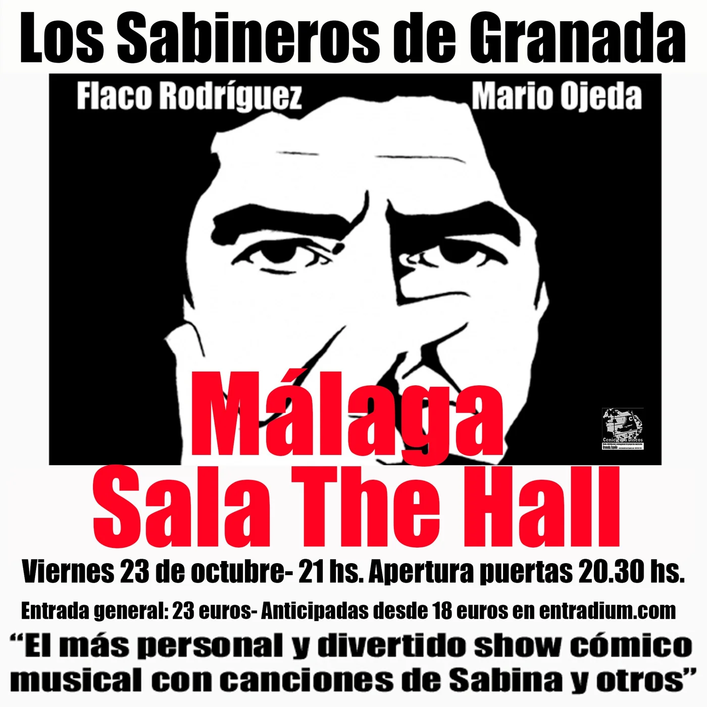Cartel de Los Sabineros de Granada en la Sala The Hall de Málaga, 23 de octubre de 2026