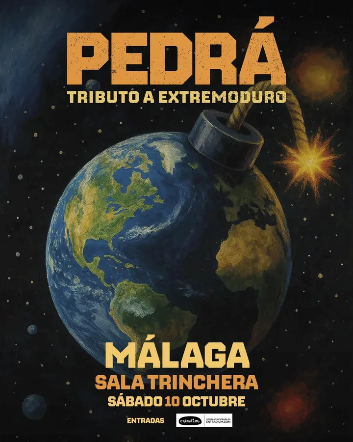 Cartel del concierto de Pedrá (Tributo a Extremoduro) en Sala Trinchera, Málaga — sábado, 10 de octubre de 2026
