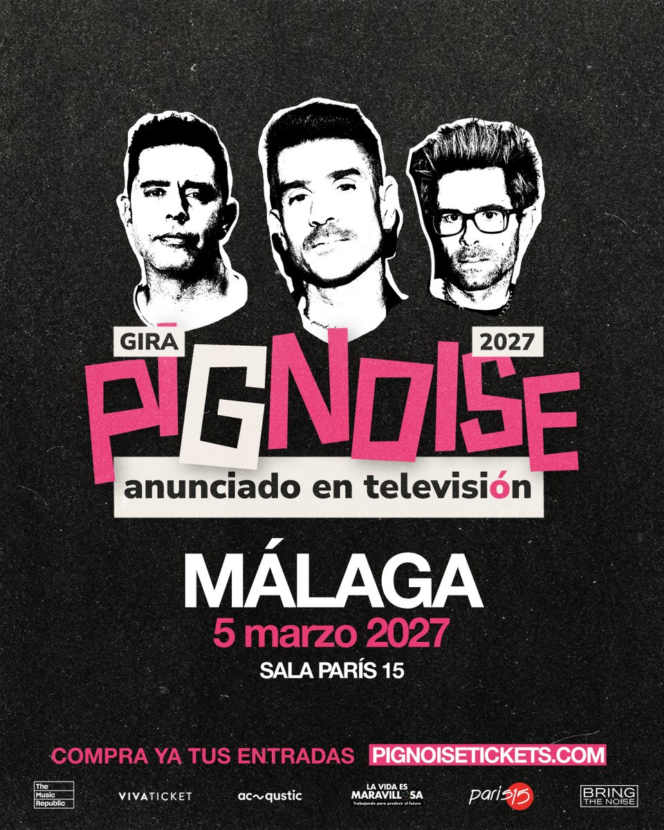 Cartel del concierto de Pignoise en Sala París 15, Málaga — viernes, 5 de marzo de 2027