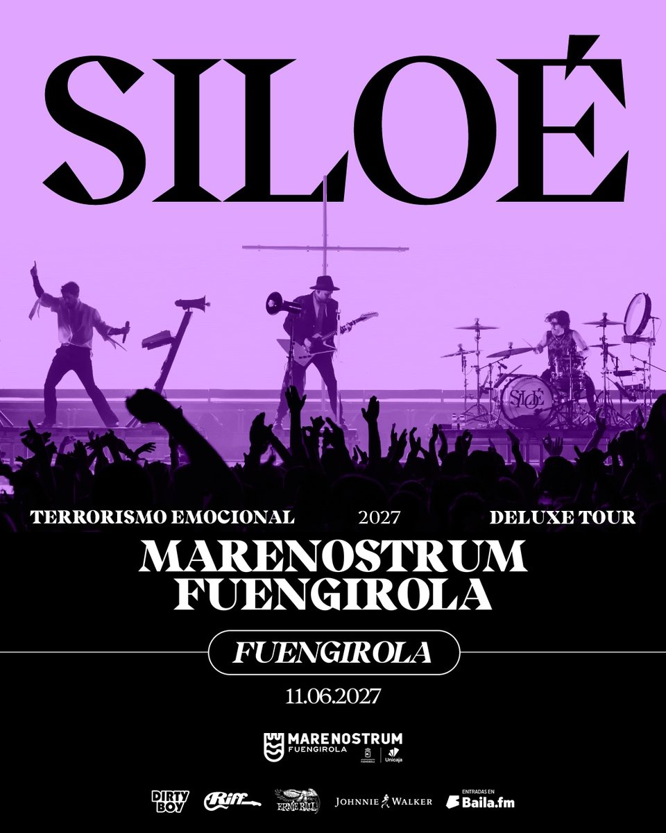 Cartel del concierto de Siloé · Terrorismo Emocional Deluxe Tour en Marenostrum Fuengirola, Fuengirola — viernes, 11 de junio de 2027