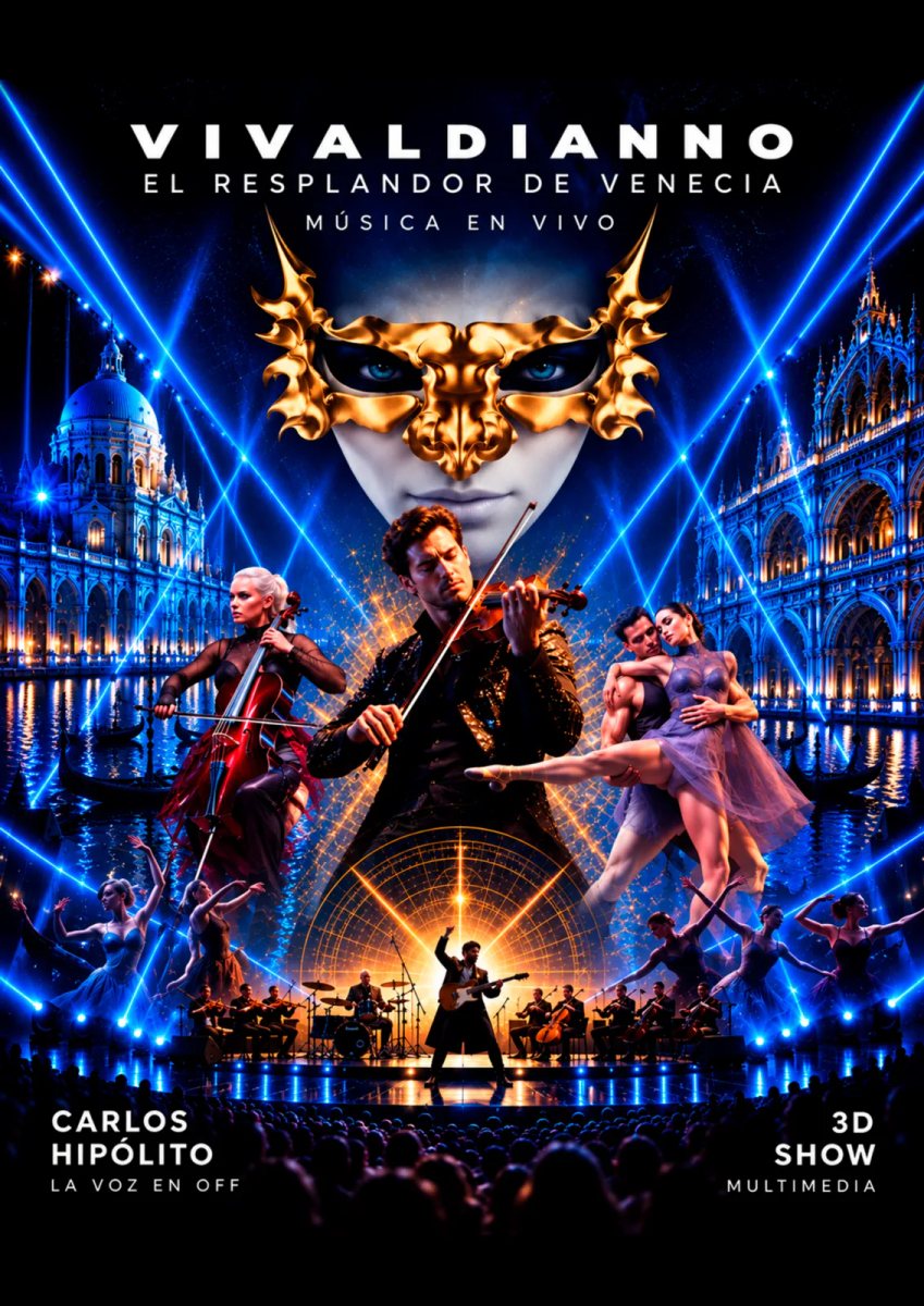 Cartel del concierto de Vivaldianno · El resplandor de Venecia en Teatro del Soho CaixaBank, Málaga