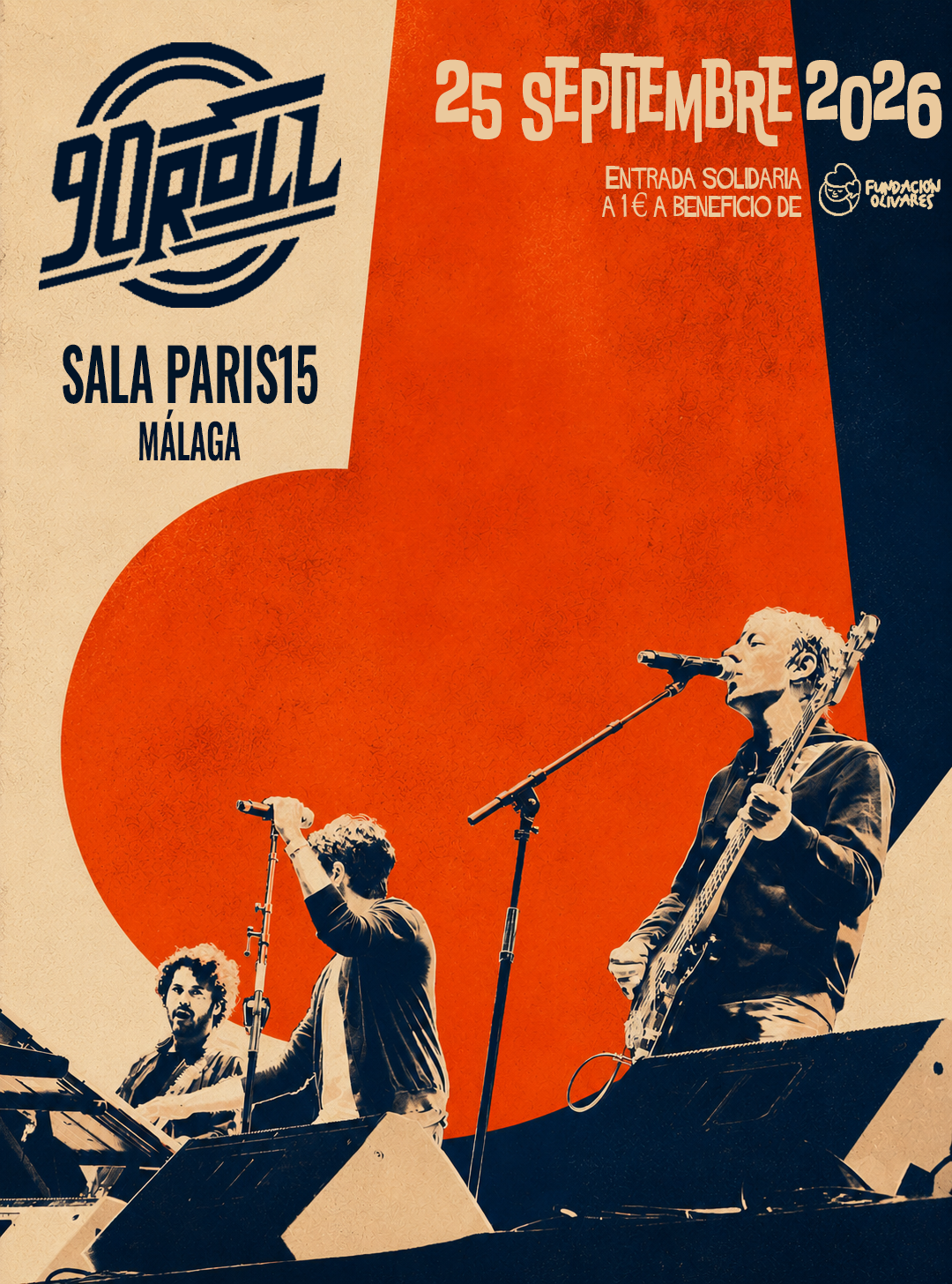 Cartel del concierto de 90Roll en Sala París 15, Málaga — viernes, 25 de septiembre de 2026