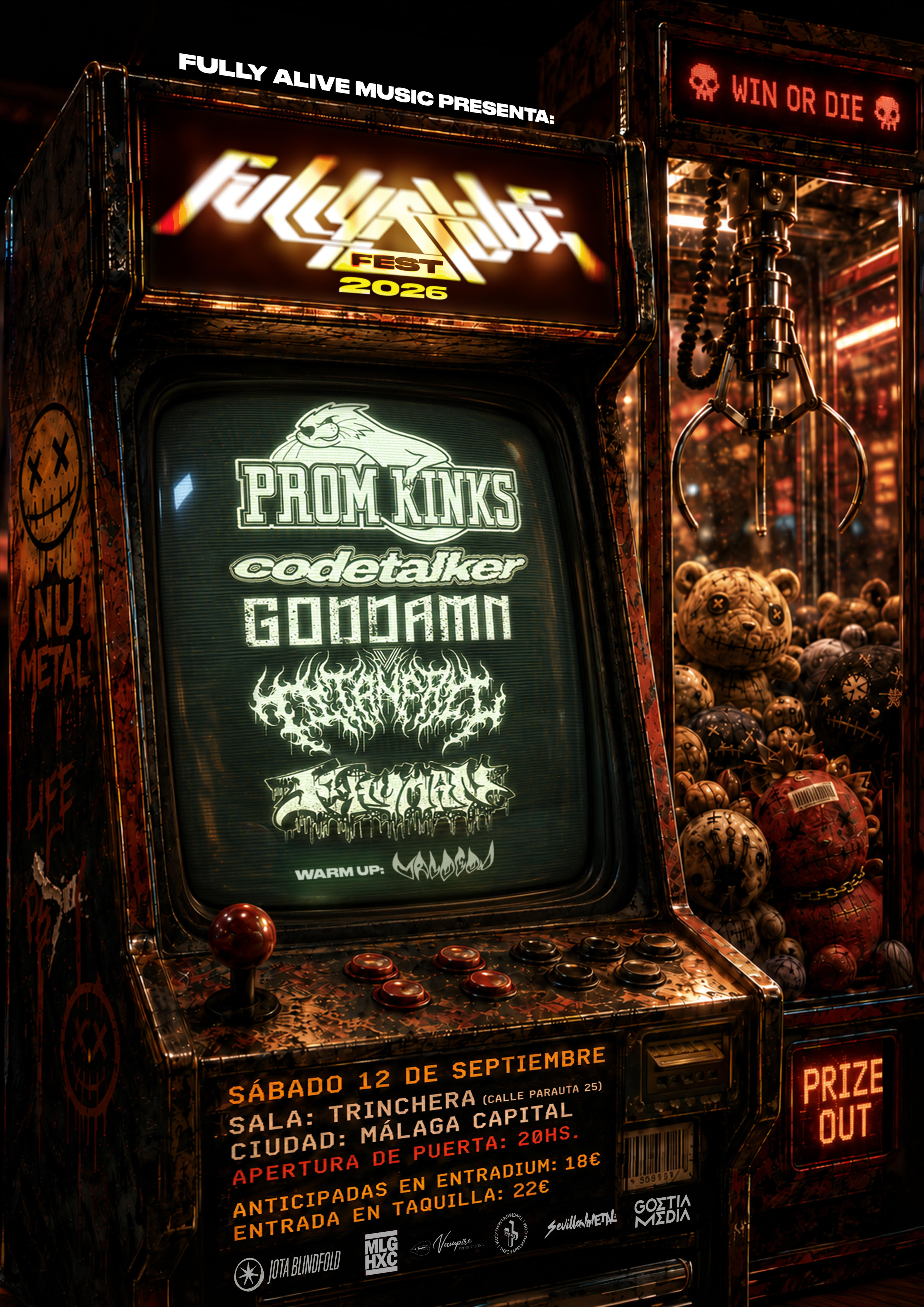 Cartel del concierto de Fully Alive Fest en Sala Trinchera, Málaga — sábado, 12 de septiembre de 2026