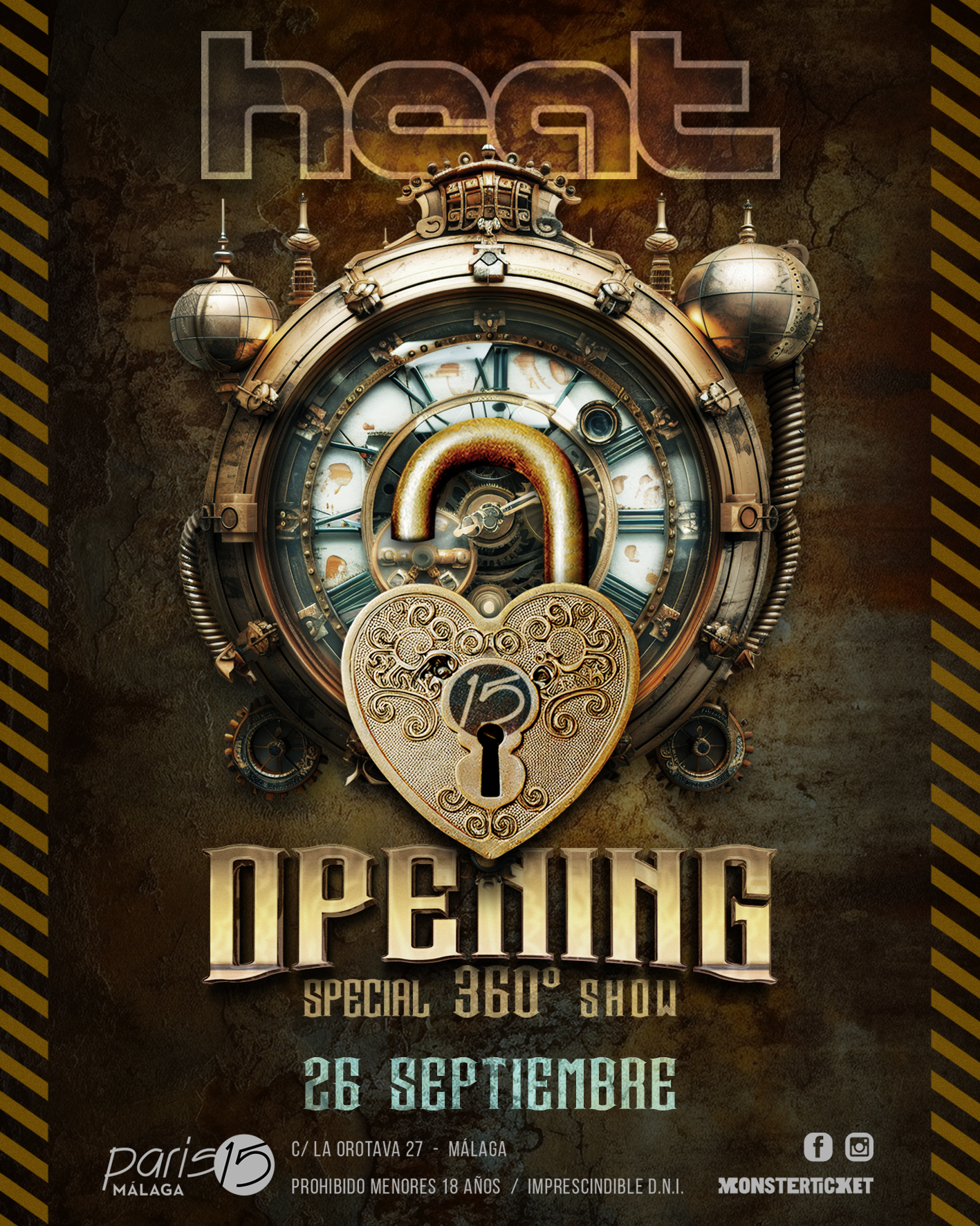 Cartel del concierto de Heat Pro: Opening 2026 en Sala París 15, Málaga — sábado, 26 de septiembre de 2026