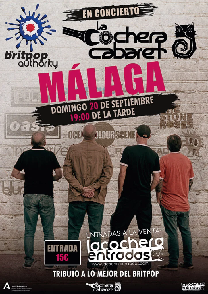 Cartel del concierto de The Britpop Authority en La Cochera Cabaret, Málaga — domingo, 20 de septiembre de 2026