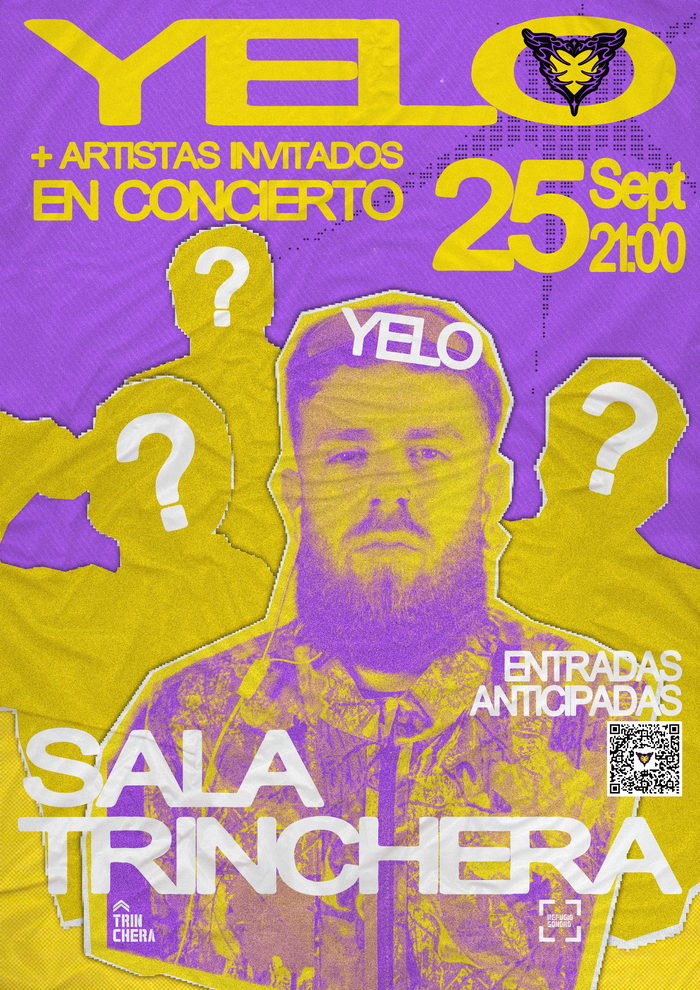 Cartel del concierto de Yelo presenta "Triángulo Amoroso" en Sala Trinchera, Málaga — viernes, 25 de septiembre de 2026