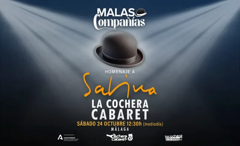 Cartel del concierto de MALAS COMPAÑÍAS en La Cochera Cabaret, Málaga — sábado, 24 de octubre de 2026