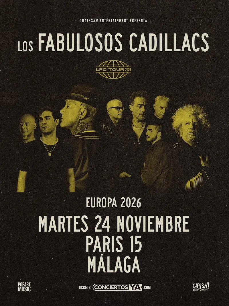 Cartel del concierto de Los Fabulosos Cadillacs en Sala París 15, Málaga — martes, 24 de noviembre de 2026