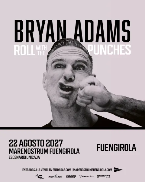 Bryan Adams estará en Marenostrum Fuengirola en agosto de 2027 con su gira «Roll With The Punches»