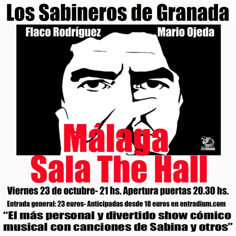 Cartel del concierto de Los Sabineros de Granada en Sala The Hall, Málaga — viernes, 23 de octubre de 2026